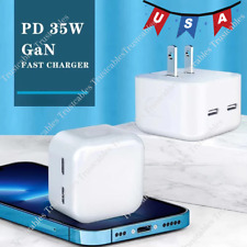 35W Dual USB-C PD Fast Charger Type C Power Adapter For iPhone 14/iPad/Macbook 