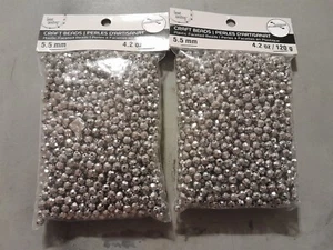 NWT 2X Bead Landing Silver Plastic Faceted Silver Crafts Beads 120g 5.5mm - Picture 1 of 2