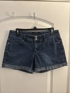 Daisy Fuentes Jean Shorts Cut Off Cuffed Blue Double Button Women’s Size 6 - Picture 1 of 9