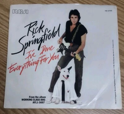 RICK SPRINGFIELD "IVE DONE EVERYTHING FOR YOU/ RED HOT AND BLUE LOVE" VINYL 45 - Image 1 of 3