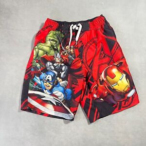 Marvel Swim Trunks Boys 8 Red Beach Swimwear Shorts Lined Avengers Hulk Iron Man