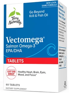 Terry Naturally Vectomega, 60 Tablets, Omega-3 from Salmon, Including EPA & DHA - Picture 1 of 6