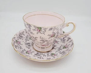 Vintage Tuscan Pink Rosebud English Bone China Tea Cup and Saucer EUC - Picture 1 of 11