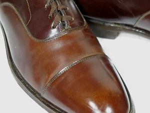 Vtg Johnston Murphy Crown Aristocraft Shoes 10 3A Brown Captoe Goodyear Welt USA - Picture 1 of 5