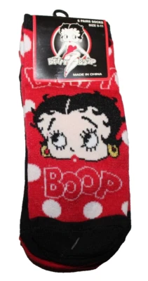 Betty Boop Mujer Negro/Rojo/Multicolor 6 Pares Calcetines al Tobillo - Talla 9-11 Foto 1 de 4