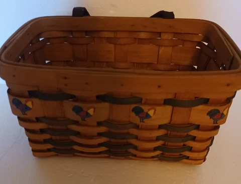 Country Woven Collection Grand Basket - Wall Hanging / Painted Chickens VINTAGE Cover