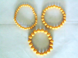 Juego de 3 brazaletes de cuentas naranjas sin marca joyas de plástico talla única regalos para mamá - Imagen 1 de 2
