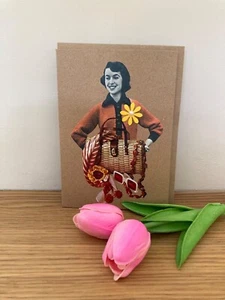 Beautiful Vintage Handmade Greetings Card Ephemera collage kitsch retro - Picture 1 of 4