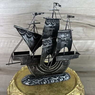Figura de barco de hojalata de metal vintage velero barco de mar decoración náutica Noruega Foto 1 de 4