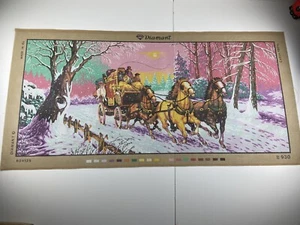 Diamant Needlepoint Tapestry Canvas Horse Carriage Sleigh 43in X 19in 10 Count - Picture 1 of 5
