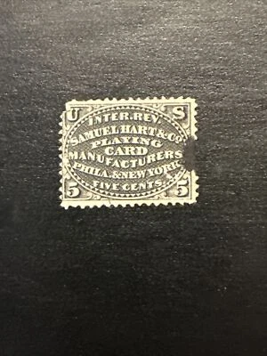 US Revenue : Private Die Playing Card 5c (Samuel Hart)…#RU9 Used Ng - Image 1 of 2