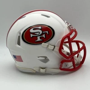 Mini Casco Calcio San Francisco 49ers PERSONALIZZATO Bianco Opaco - Maschera Rossa - Foto 1 di 3