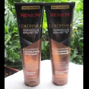 Revlon ColorSilk Brunette Shampoo Conditioner Set Shiny Brown Hair Protect Shine - Picture 1 of 12