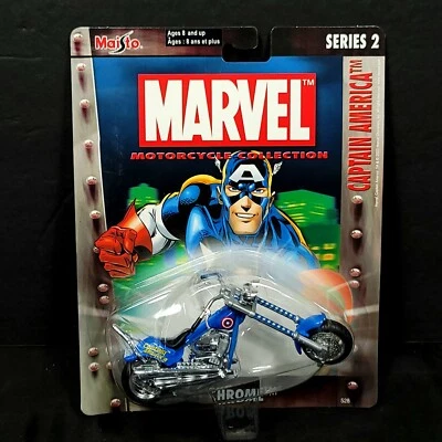 Maisto Marvel Motorcycle Collection Captain America Midnight Blue Chrome NEW - Image 1 of 4