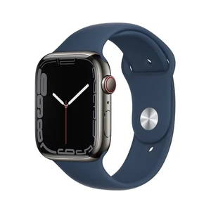 Apple Watch Series 7 45mm GPS+Cell Edelstahl Graphit Blau Band - Sehr Gut - Bild 1 von 10