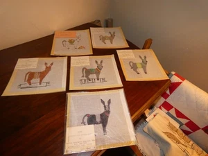 Lotto tela punto ago Burro dipinta a mano nuovo Messico Sandia Mountains Cariocas - Foto 1 di 8