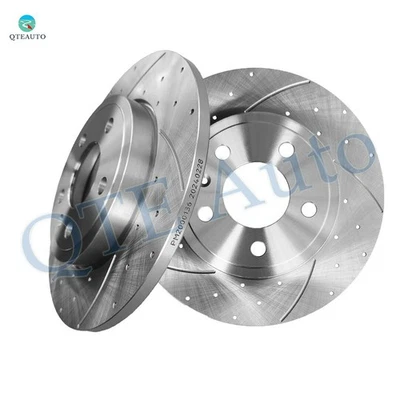 Rear 288mm Drilled Slotted Brake Disc Rotors For 2005-2009 Audi A4 Quattro - Image 1 of 4