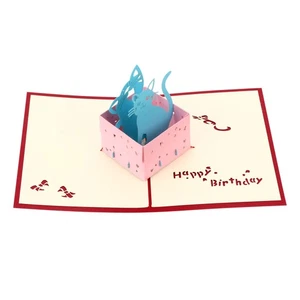 1pz Scatola per Gatti 3D -up Cards Biglietti di Compleanno Creativi Cat-up Cards - Foto 1 di 12