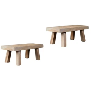 2 Pack Cliff Cypress Wood Ornaments Child Kids Foot Stool Wooden - Picture 1 of 12