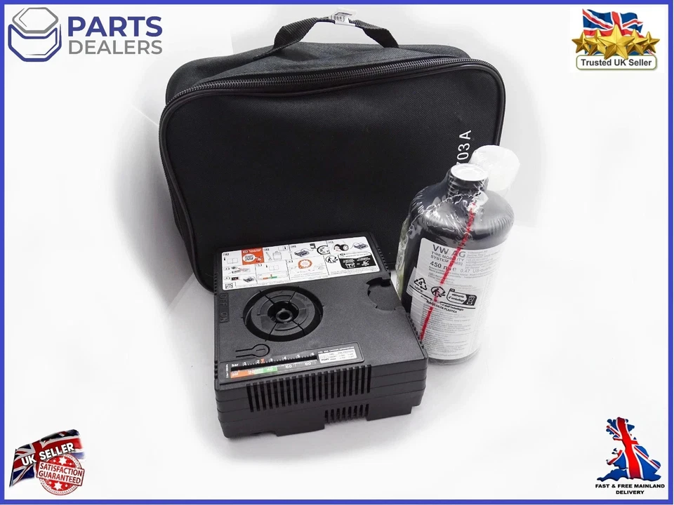 GENUINE VW AUDI SKODA TYRE PUNCTURE REPAIR KIT PUMP SEALANT GLUE BAG SET 05.2028 - Image 1 of 4