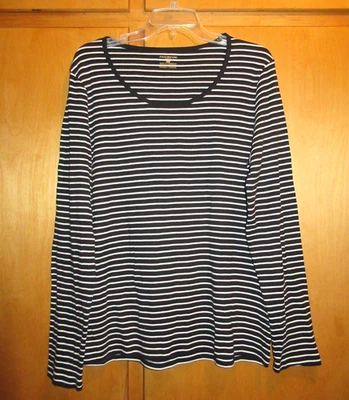 Camiseta Jones New York Sport Talla XL Manga Larga Negra/Blanca Algodón Elástico Nueva Sin Etiquetas Foto 1 de 4