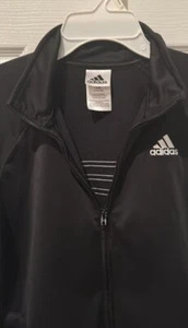 Adidas Jacket Black White Striped Size L 14/16 - Picture 1 of 7