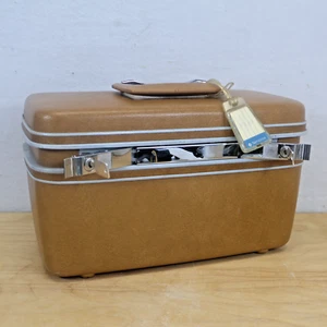 Vintage Samsonite Silhouette Train Case Hard Shell with Key and Tray Tan - Picture 1 of 13