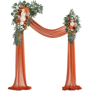 Burnt Orange Artificial Wedding Arch Flowers Kit (Pack of 3) with 26Ft Terrac... - Picture 1 of 9