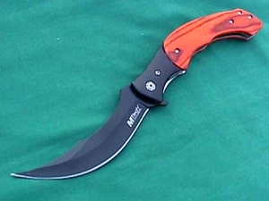 MTech LINER LOCK AO ASSIST OPEN FOLDING POCKET KNIFE SCIMITAR BLADE - Picture 1 of 4