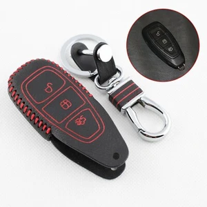 Leather Smart Key Case Fob Bag Shell Holder For Ford Kuga Fiesta Focus Escape - Picture 1 of 6