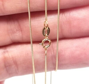 9ct Yellow Gold Fine Delicate Snake Necklace Chain - 24inch - 0.8mm - 9 Carat - Picture 1 of 10
