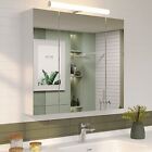 Bathroom LED Medicine Cabinet with 2 Outlets & USB Ports Wall Mounted Cabinet