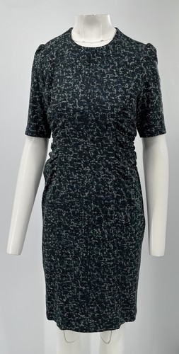 Abito in guaina Burberry Brit blu stampa astratta manica mezza arricciata taglia 10