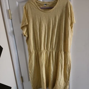 Old Navy Women's Waist Defined Striped Dress Sz XXL 2xl Yellow Striped Slub-Knit - Picture 1 of 4