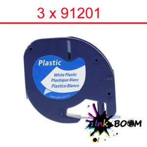 3 etiquetas compatibles Dymo 91201 91331 cinta de 12 mm x 4 m negra sobre papel blanco plástico - Imagen 1 de 1