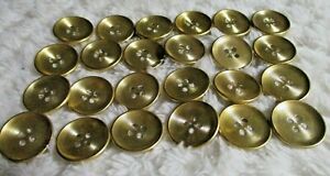 25 NEW JACKET COAT VEST GOLD TONE Brass  Buttons 3/4 In SHINY Metal 4 Hole Sew  