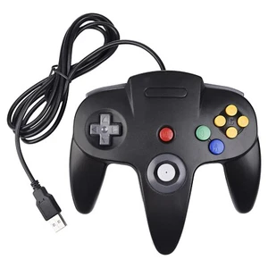 Controller Game Pad USB 8 Pulsanti Stile N64 Nero Joypad PC Android Pi Emulazione - Foto 1 di 1