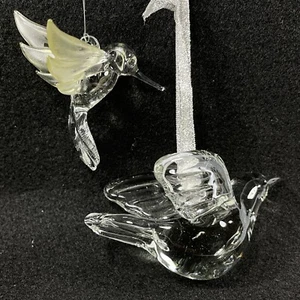Vintage Clear Glass Bird Christmas Ornaments Larger Bird & Hummingbird Lot Of 2 - Picture 1 of 17