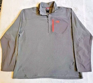 The North Face 1/4 Zip Pile Pullover Giacca Grigio/Rosso Logo Uomo Taglia:XL - Foto 1 di 9