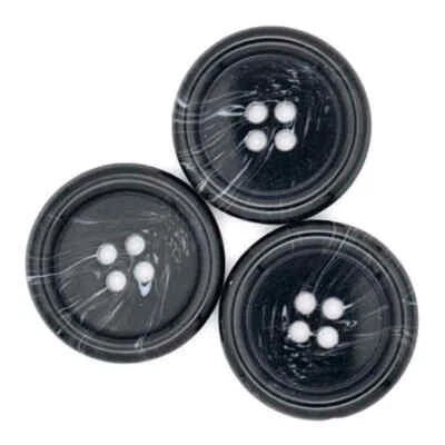 BLACK HORN EFFECT RIM 4 HOLE BUTTONS Sizes 15mm and 23mm - Image 1 of 2