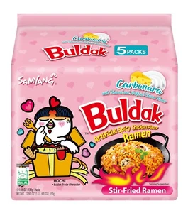 Samyang Buldak Carbonara Spicy Chicken Ramen (Stir-Fried Noodle) 130g x 5 Packs - Picture 1 of 5