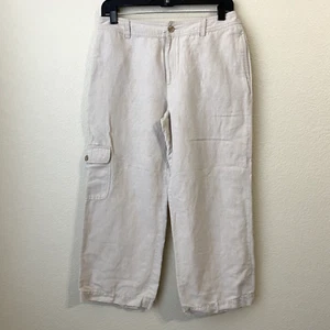 Liz & Co Womens Pants Size 6 Linen Cotton Khaki - Picture 1 of 7