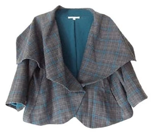 CAbi Court Jacket Style # 916 ~ Size 10 ~ Gray & Blue Plaid ~ $158 Retail NWT == - Picture 1 of 2