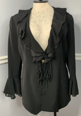 Chaqueta St. Anthony by Anthony Sicari para mujer talla 18W negra con volantes y cuentas forrada Foto 1 de 4