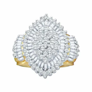 10kt Yellow Gold Womens Round Diamond Oval Cluster Ring 2 Cttw - Picture 1 of 1