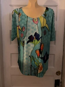 Top SIMPLY ART BY DOLCEZZA morbido elasticizzato stampa floreale/iris tg. XXL USATO IN OTTIME CONDIZIONI - Foto 1 di 5
