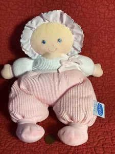 "Muñeco bebé de peluche rubio gofre térmico rosa Edén de colección 11"" con capó" - Imagen 1 de 4