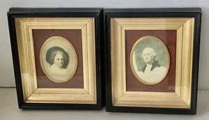 Ritratti antichi di George & Martha Washington 7 3/8” x 8 3/8” degli anni ’20 - Foto 1 di 6