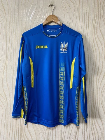 UKRAINE 2017 2018 AWAY FOOTBALL SHIRT SOCCER JERSEY L/S JOMA sz M BLUE BNWT Cover