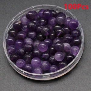 100 piezas cuentas sueltas bola redonda agujero medio perforado amatista natural de 8 mm HT1036 - Imagen 1 de 4